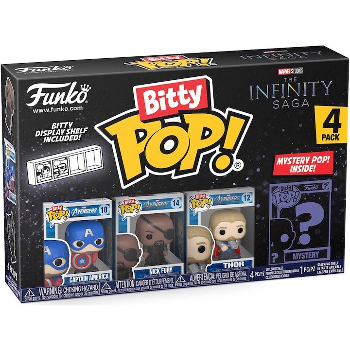 Figurina Colectionabila Bitty POP! Marvel – Captain America 4-Pack, 9,5 x 14cm