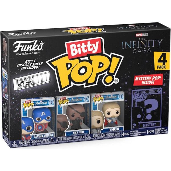 Figurina Colectionabila Bitty POP! Marvel – Captain America 4-Pack, 9,5 x 14cm