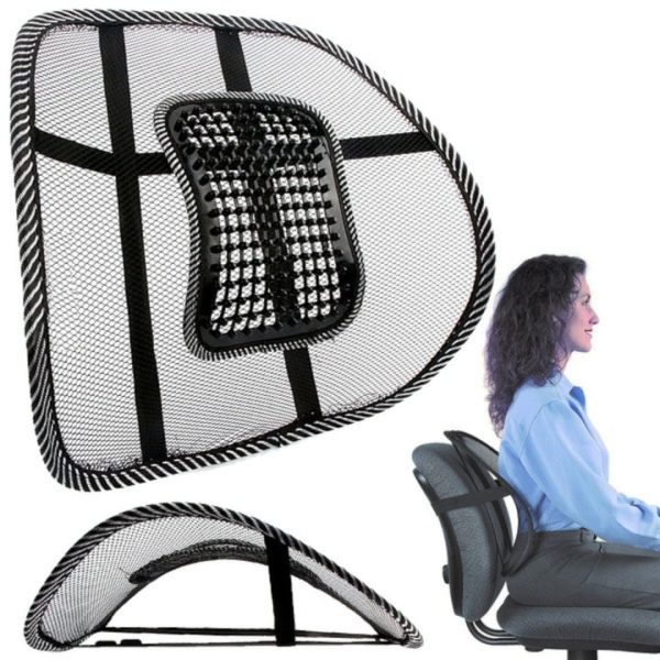 Suport lombar ergonomic cu masaj, negru, 38.5x37.5cm
